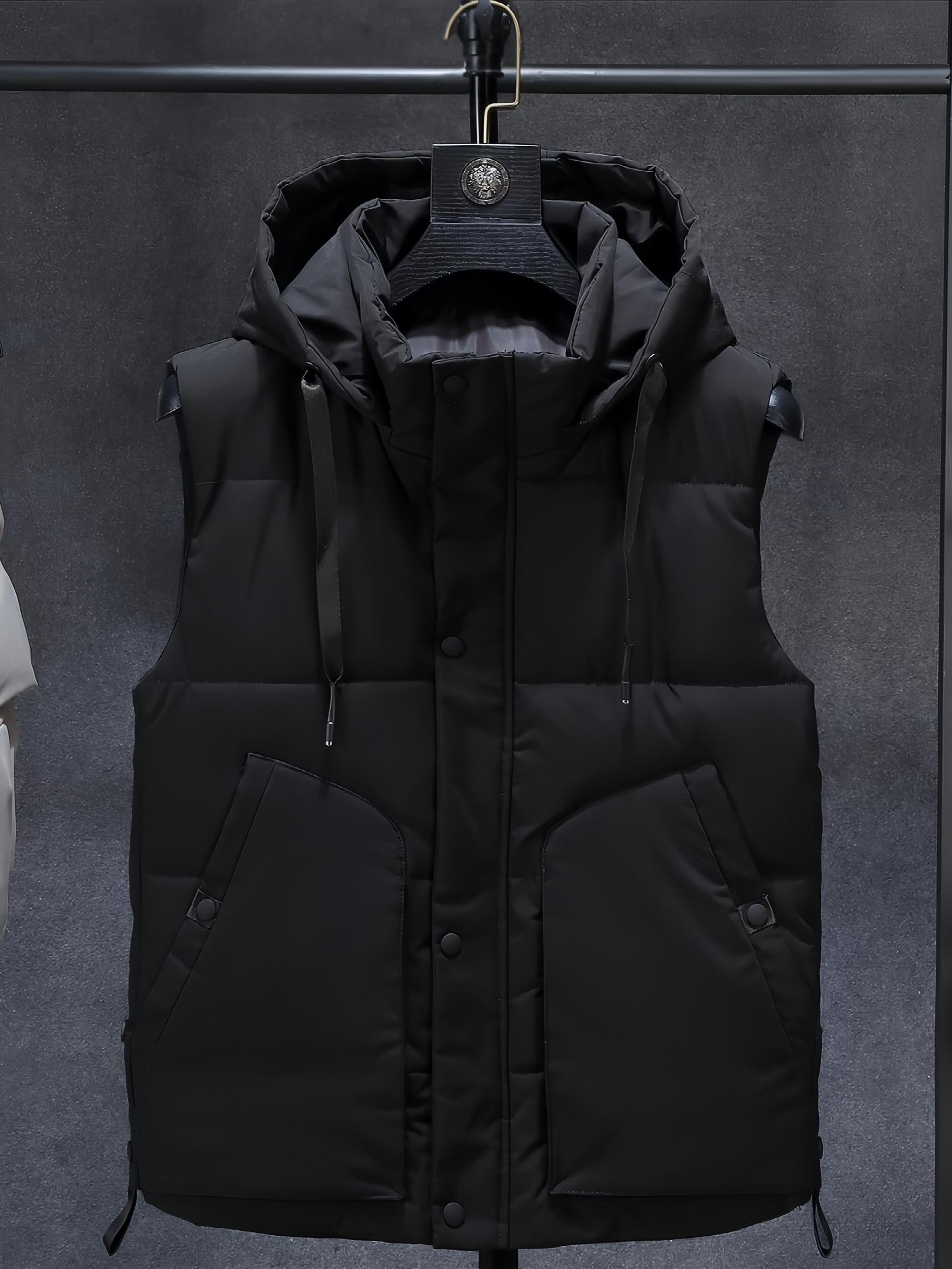 Men's Hooded Zip Up Vest for Autumn Winter Outdoor Activities
