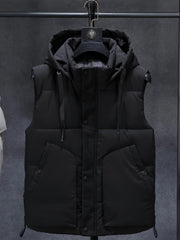Men's Hooded Zip Up Vest for Autumn Winter Outdoor Activities
