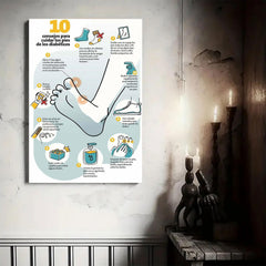 Diabetic Foot Care Educational Canvas Art Poster