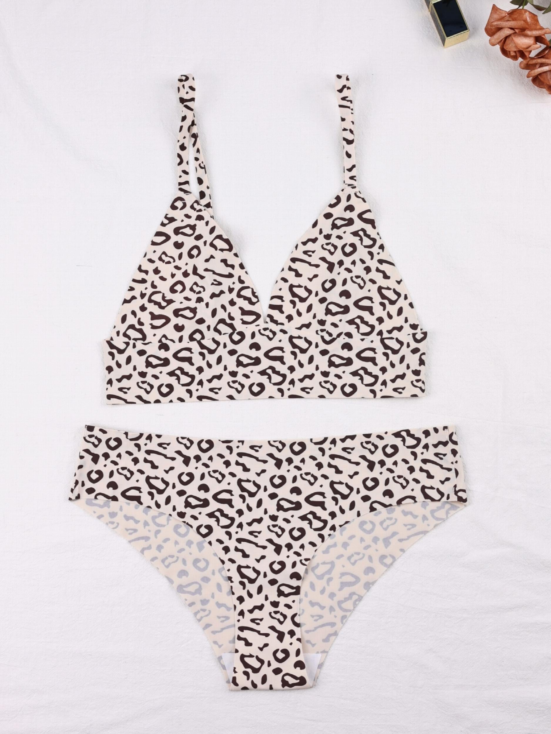 Leopard Print Seamless Bra & Panties Lingerie Set