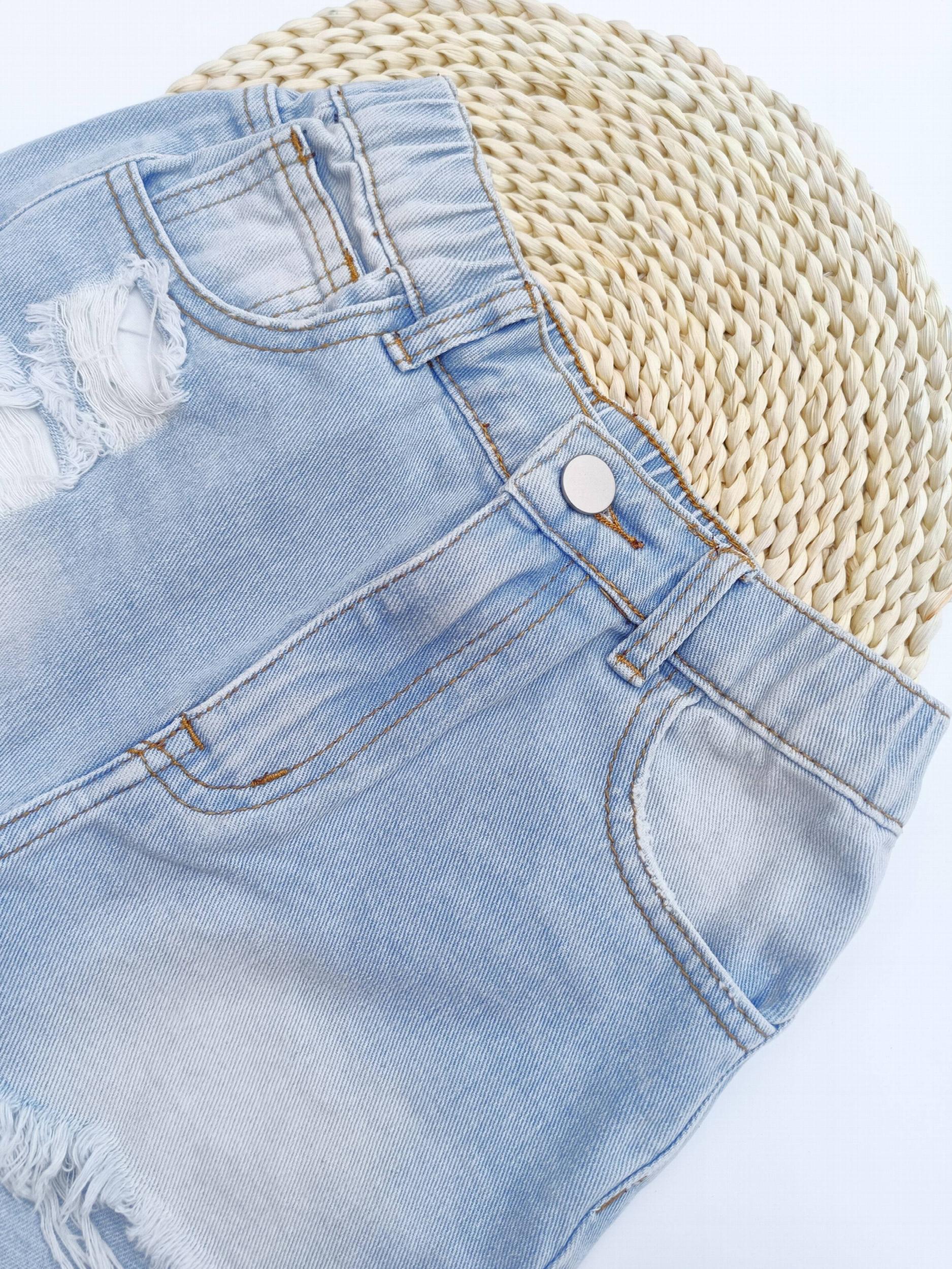 Girls Casual Light Washed Ripped Denim Shorts for Kids