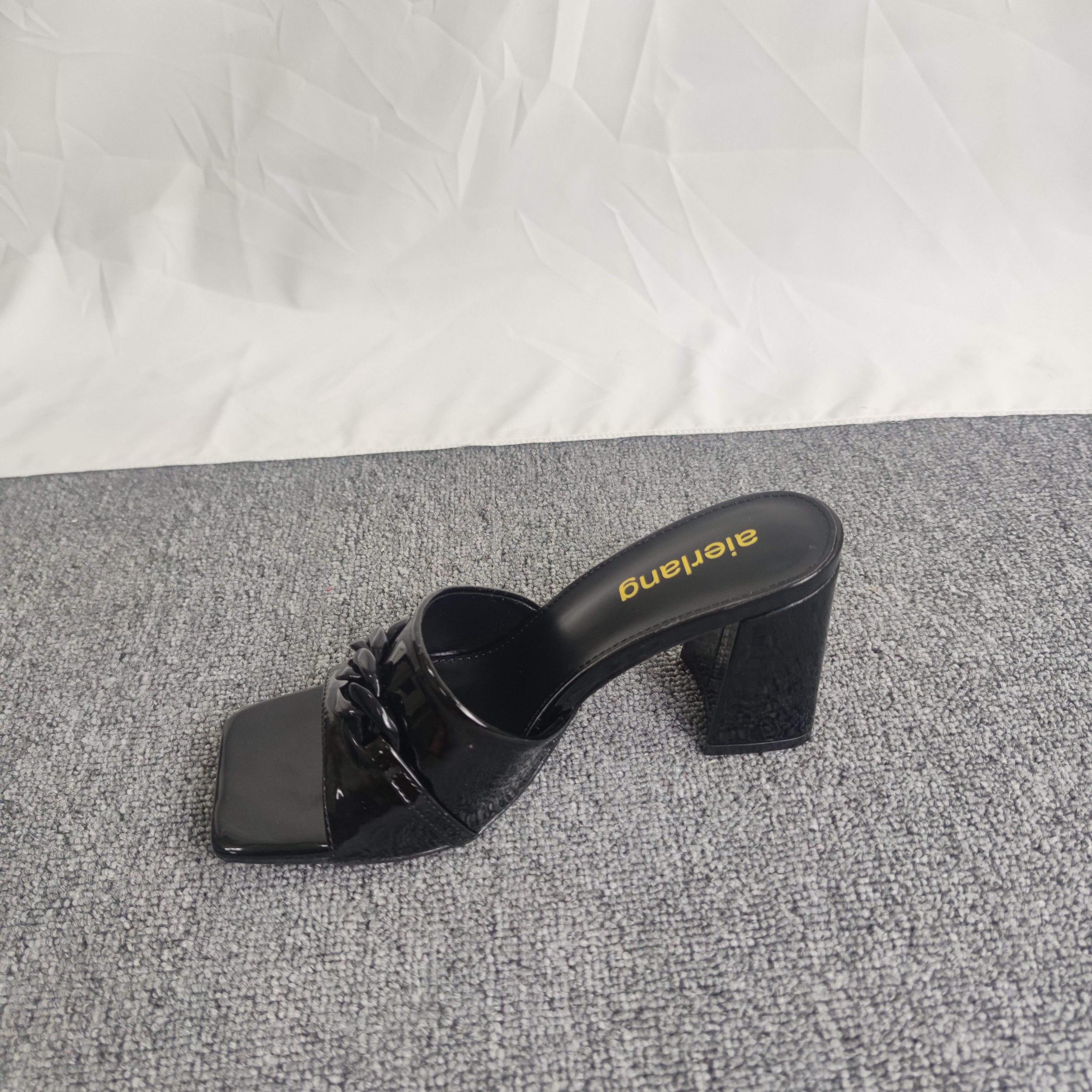 Women's Chain Decor Mule Sandals High Heels