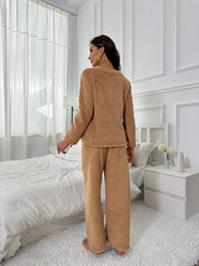 Letter Print Lounge Set Long Sleeve Crew Neck Top & Pants
