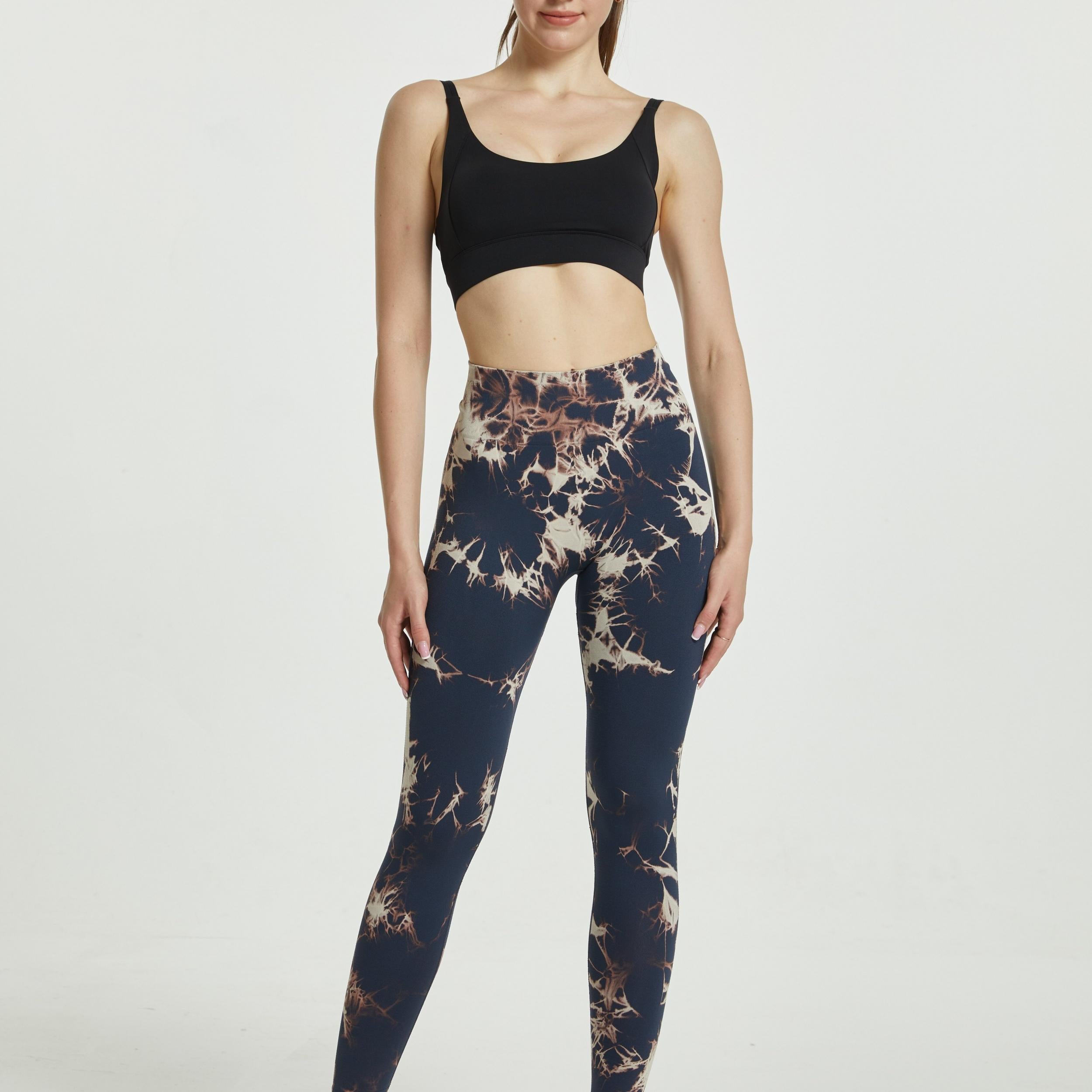 Tie Dye Yoga Leggings Seamless High Stretch Tummy Control Training Tights