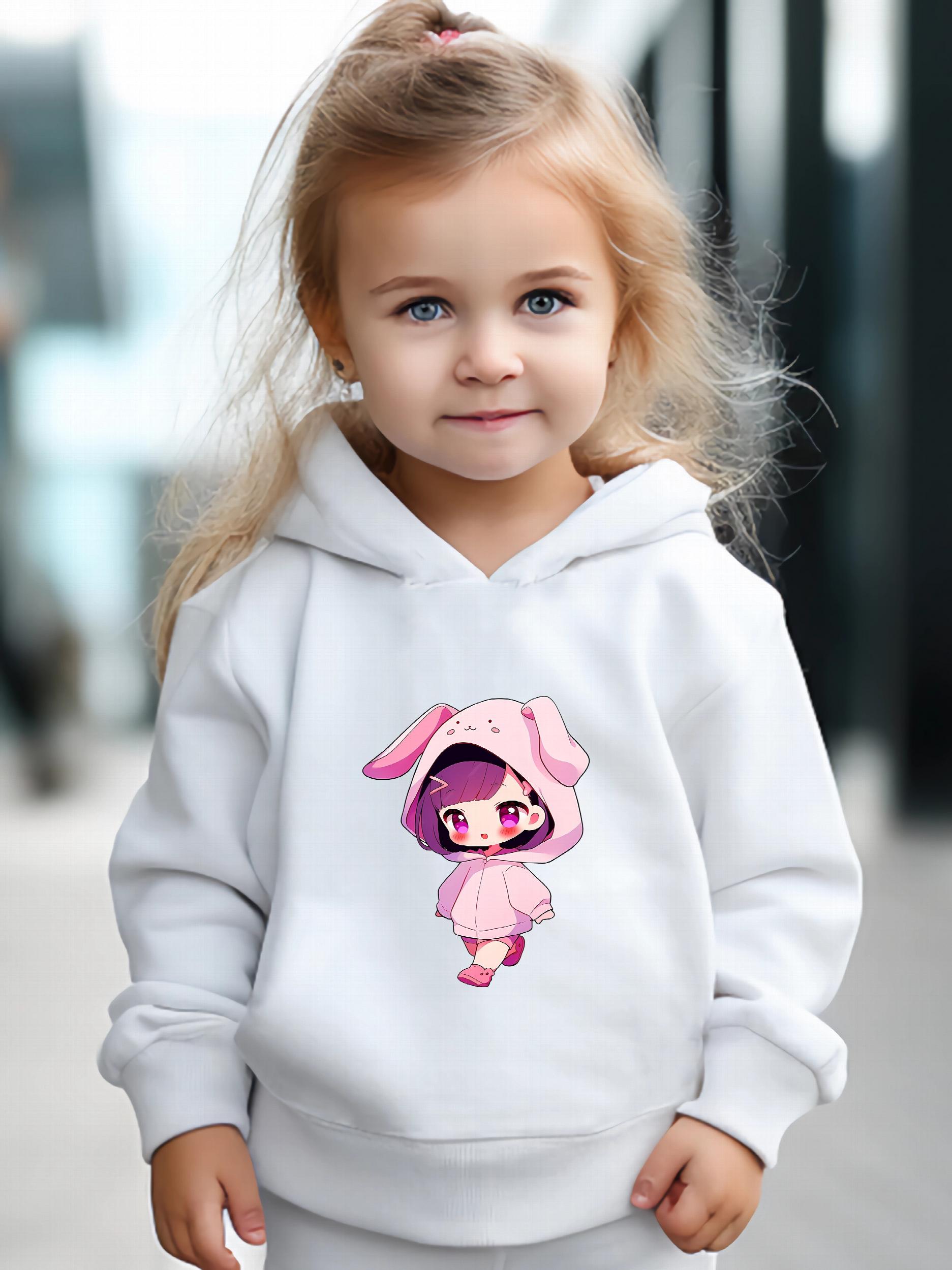 Anime Girl Pattern Long Sleeve Hooded Sweatshirt & Sweatpants