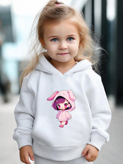 Anime Girl Pattern Long Sleeve Hooded Sweatshirt & Sweatpants