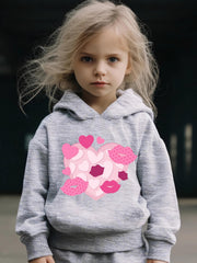 2pcs Heart & Kisses Hoodies Pants Set for Girls