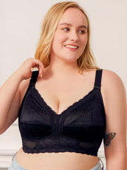 Plus Size Full Cover Wireless Lace Bra