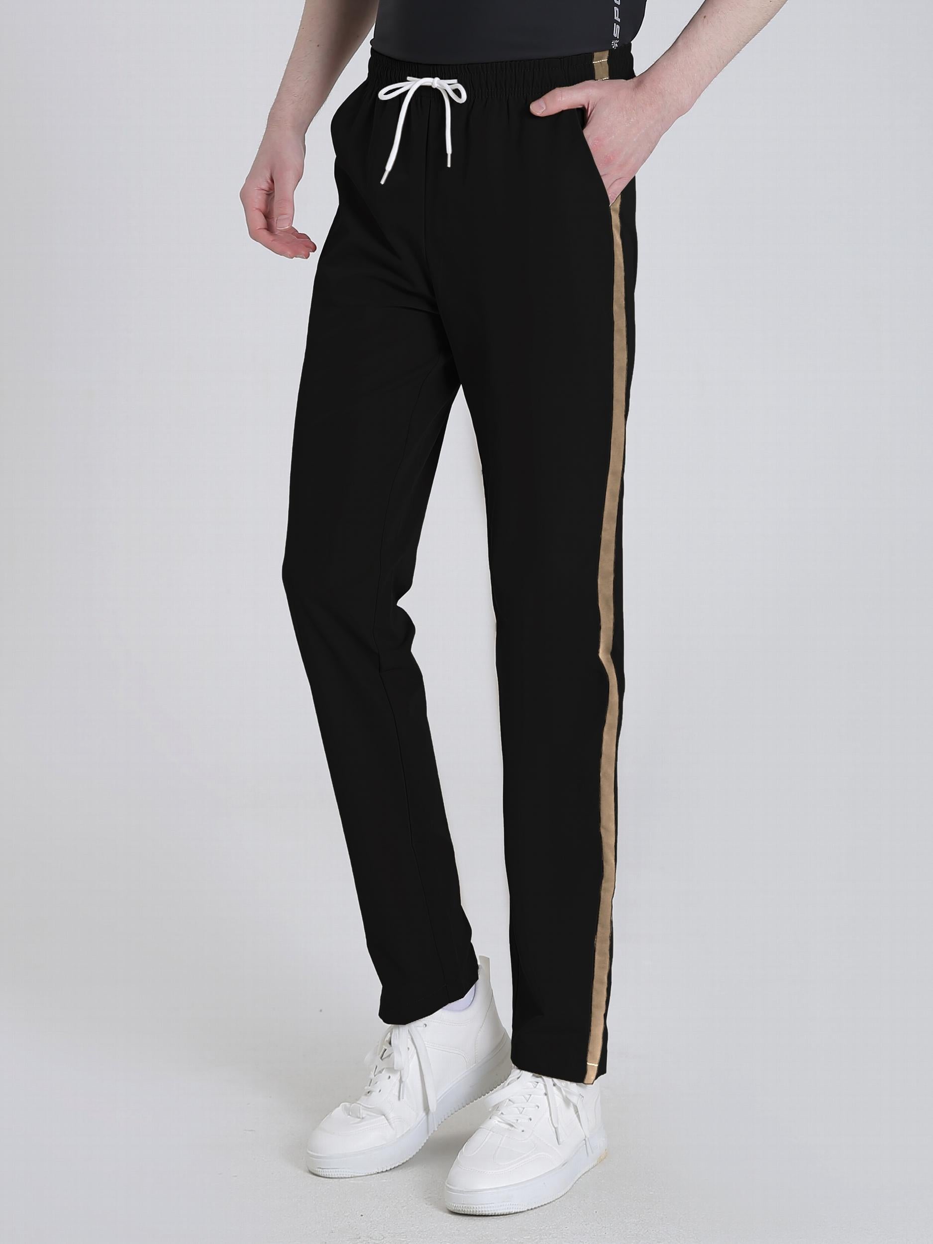 Stripe Patchwork Slacks Men's Casual Slim Fit Dress Pants