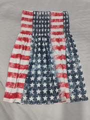 Star & Stripe Print Shirred Tube Top Bandeau Top for Summer