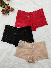 Floral Lace Hollow Boyshort Panties Sexy Intimates Lingerie