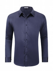 Men's Satin Button Up Shirt for Business Occasions
