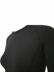 Stretchy Fleece Liner Thermal T Shirt Slimming Round Neck Long Sleeves Yoga Top