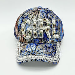 GIRL STAR Baseball Cap Faux Pearl Rhinestone Decor Sun Hat