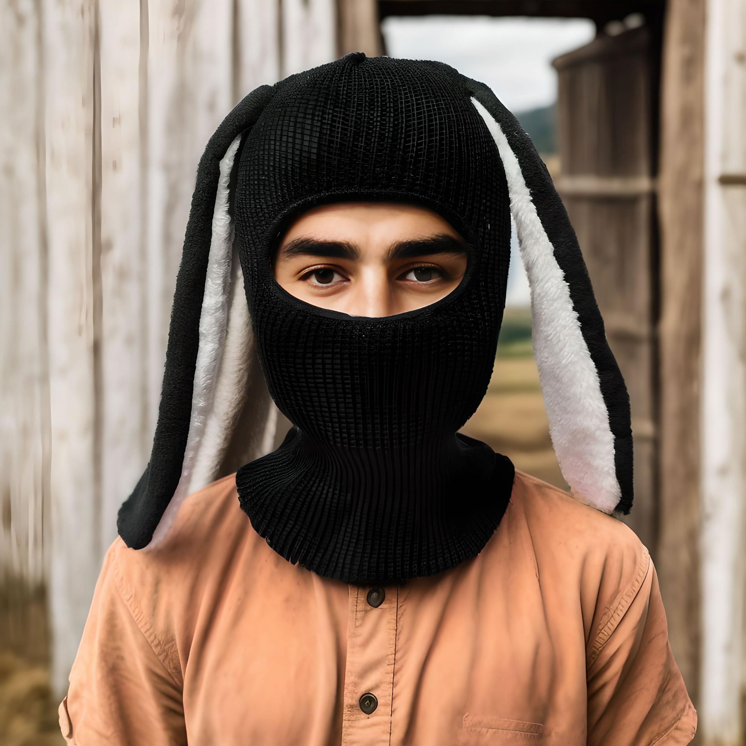 Crochet Cat Beanie with Bunny Ears Winter Balaclava