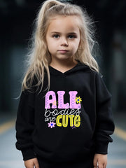 2pcs All Bodies Are Print Girls Hoodies Jogger Pants Set For Sports