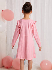 Polka Dots Girls Ruffle Long Sleeve Dress 3-8 Years