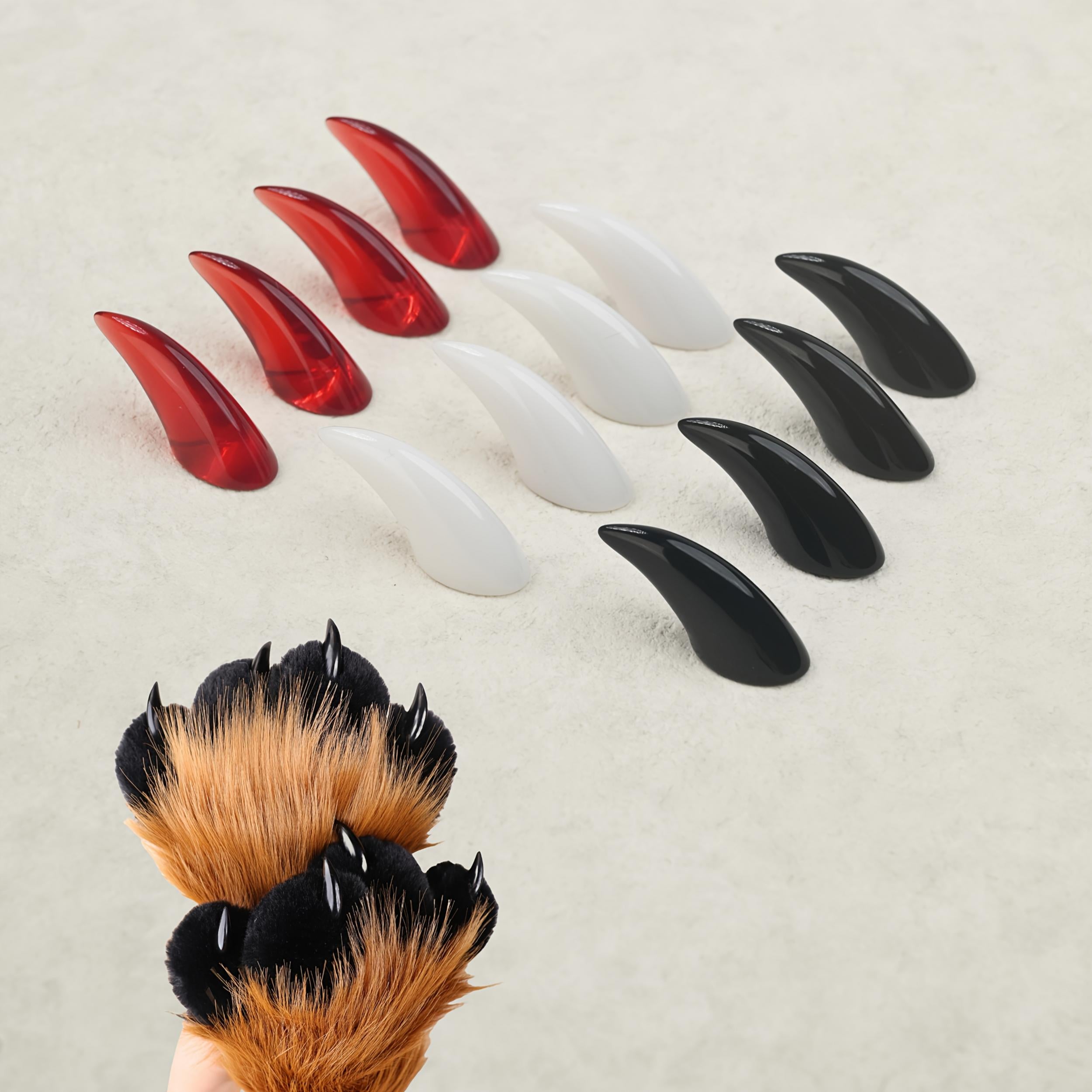 8pcs Fluffy Fur Cat Claw Nail DIY Set - Animal Role Play Accessories