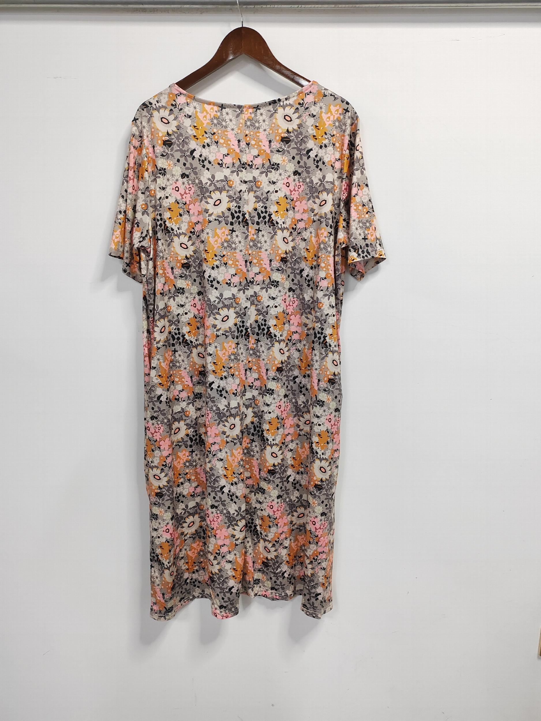Floral Print Short Sleeve Round Neck Dress