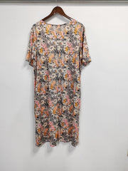 Floral Print Short Sleeve Round Neck Dress