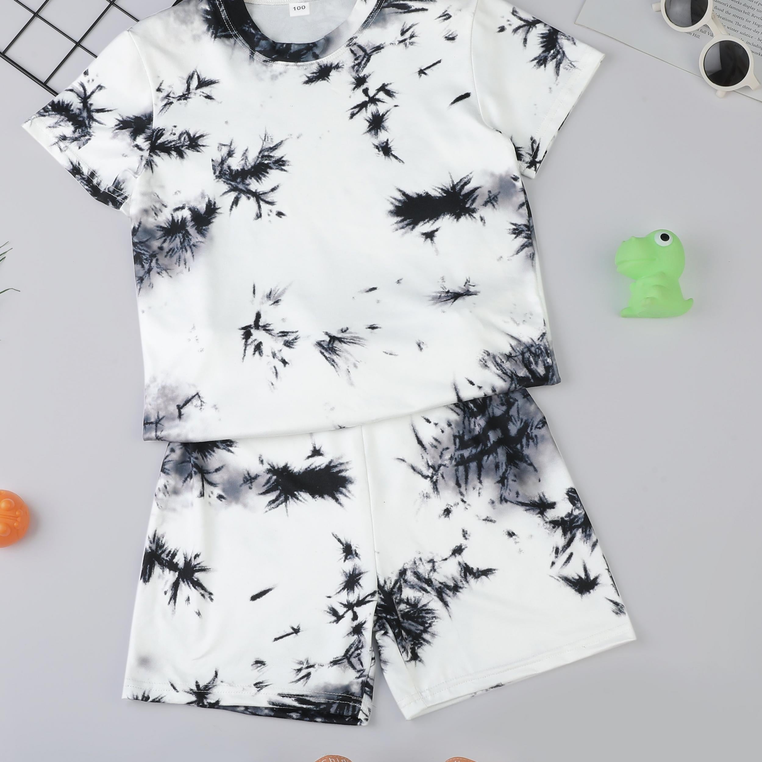Boys 2pcs Marble Tie dye T shirt & Shorts Set