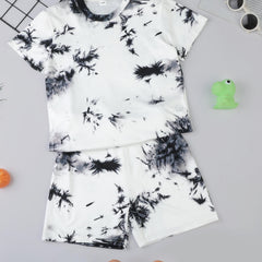 Boys 2pcs Marble Tie dye T shirt & Shorts Set
