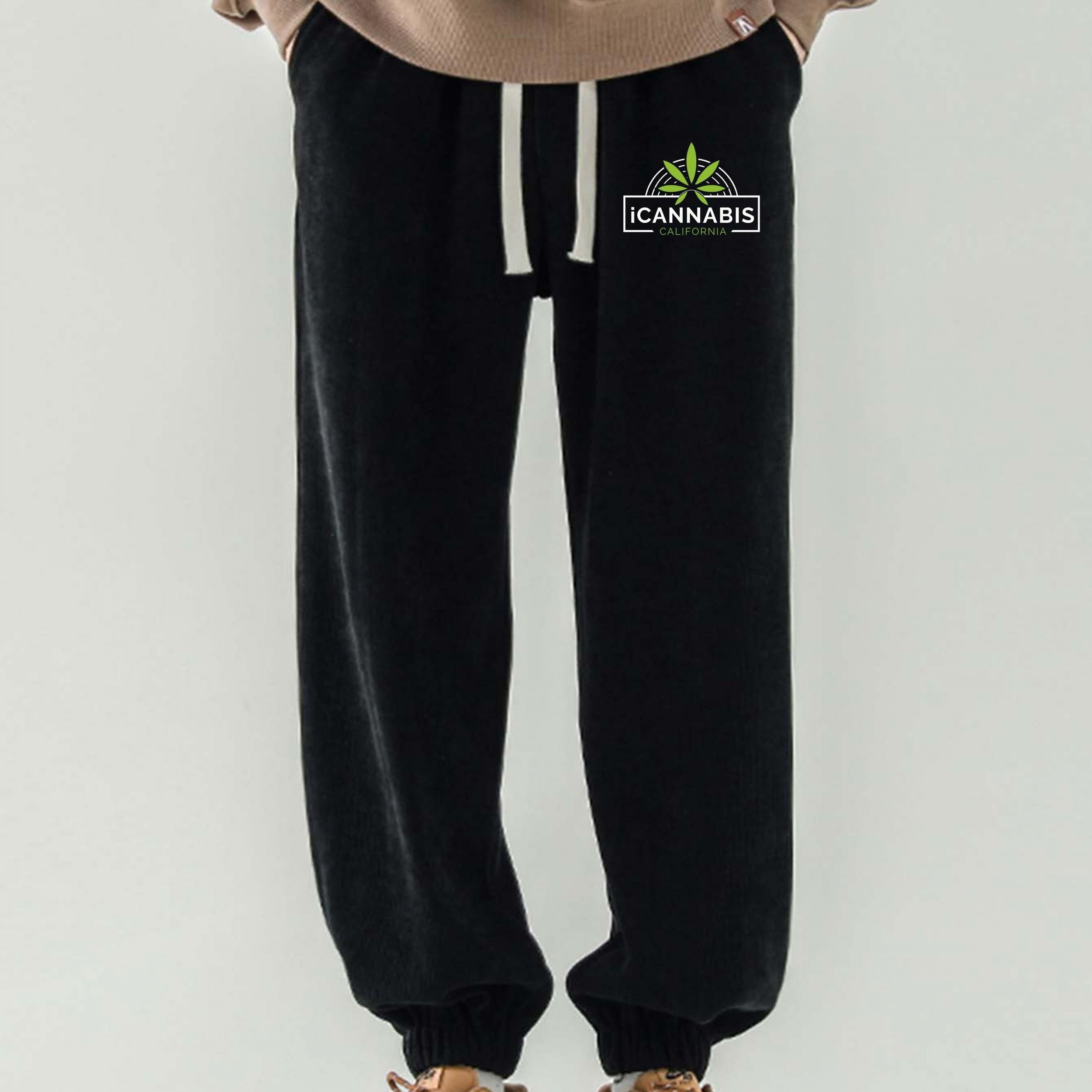 Men's Leaf Bear Graphic Sweatpants Elastic Waist Sport Pants
