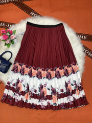 Floral Print Elastic Waist A-line Skirt Plus Size
