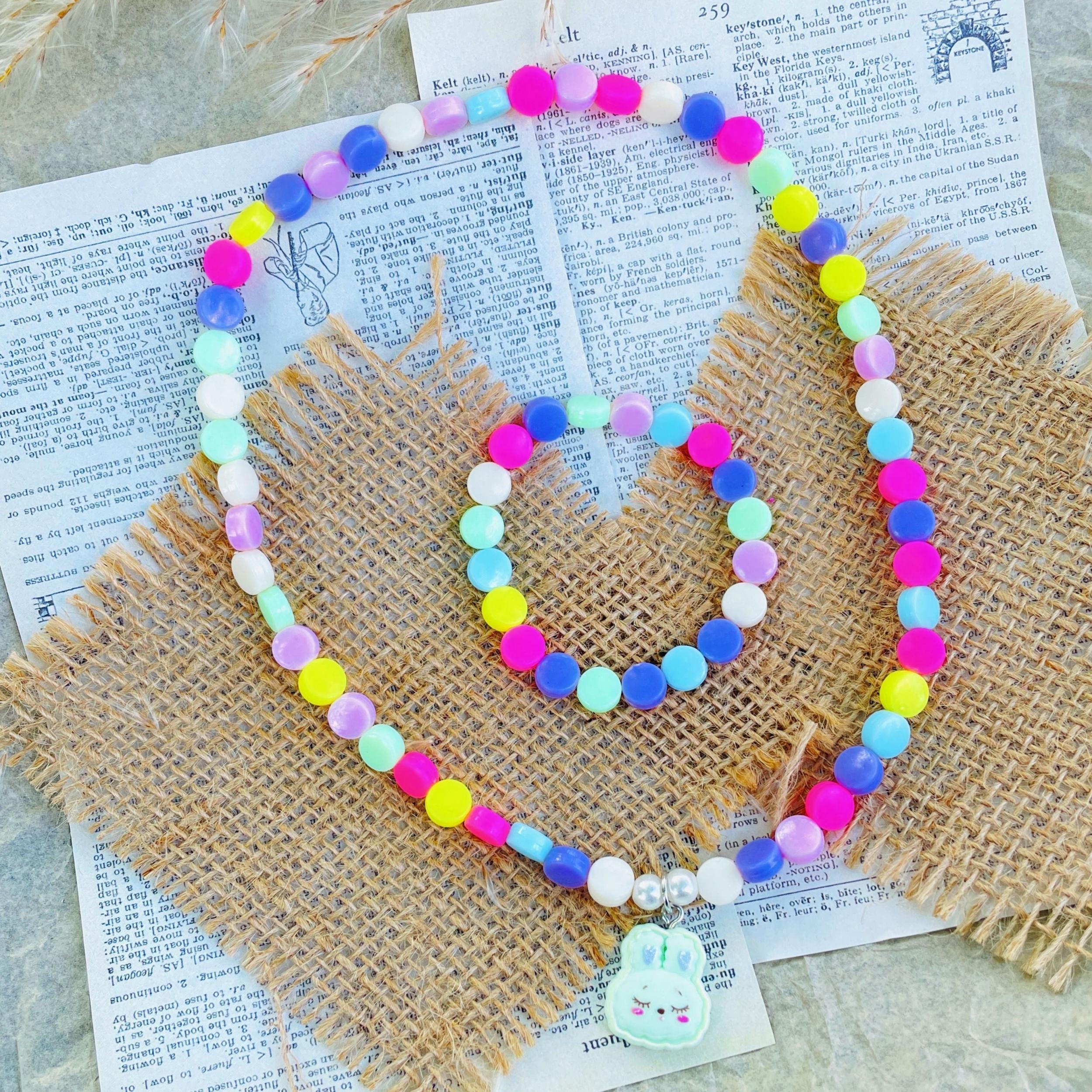 2pcs Unicorn Beaded Necklace Bracelet Set for Girls