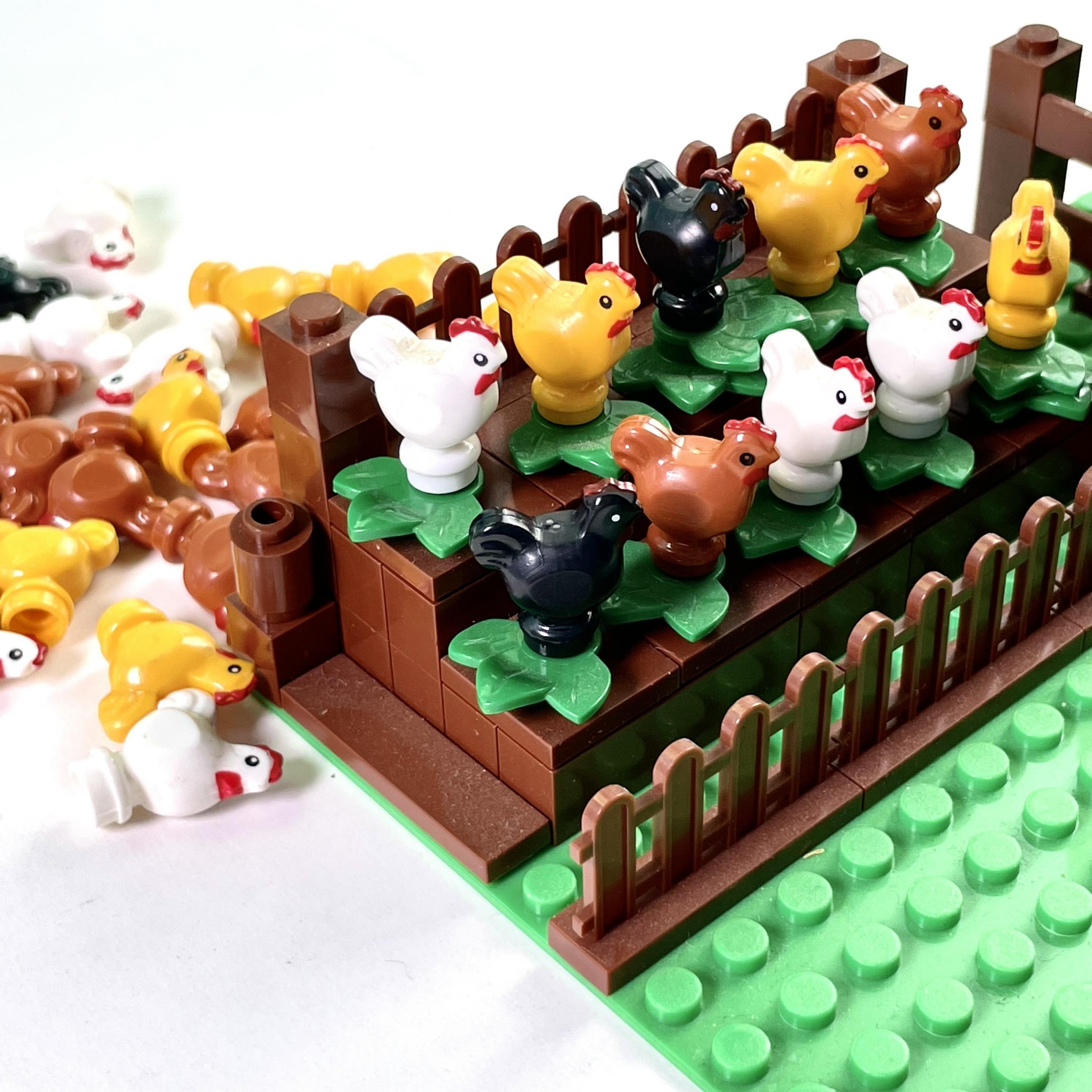 Animal Theme Building Blocks Set Farm Chickens & Roosters ABS Plastic Toy Kids