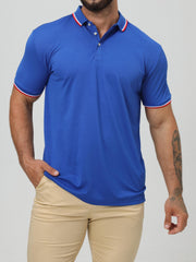 Men's Contrast Binding Short Sleeve Lapel Golf Shirt