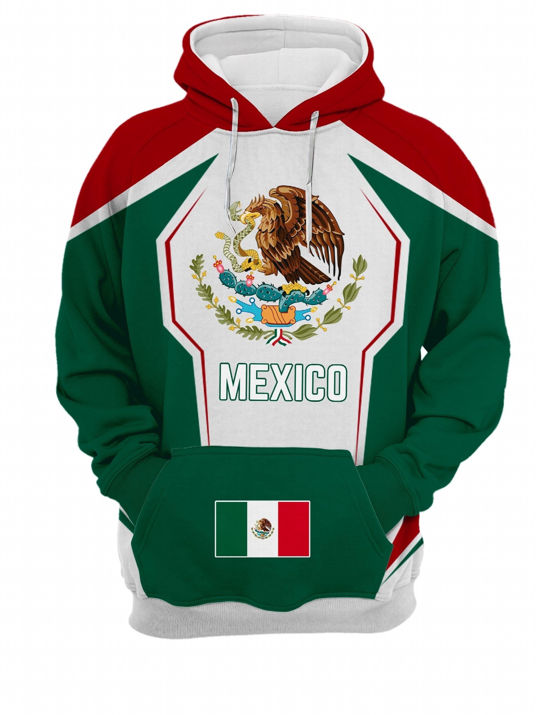 Mexico Pattern Print Hoodie Men's Casual Graphic Pullover Hooded Sweatshirt