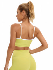 Contrast Binding Cami Sports Bra Stitching Yoga Workout Bra