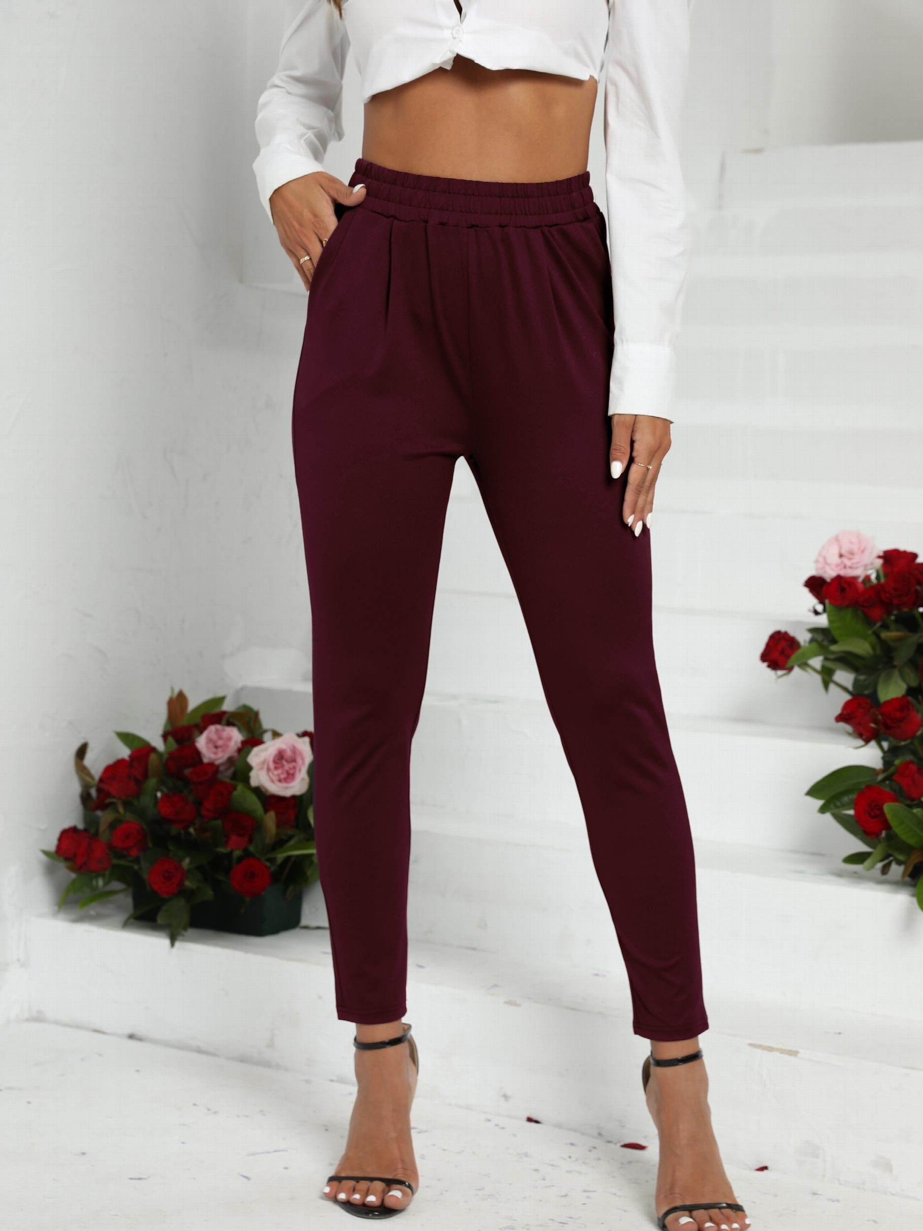 Skinny High Waist Cigarette Pants for Work Women