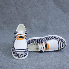 Leopard Print Walking Shoes Lightweight Sport Flat Shoes