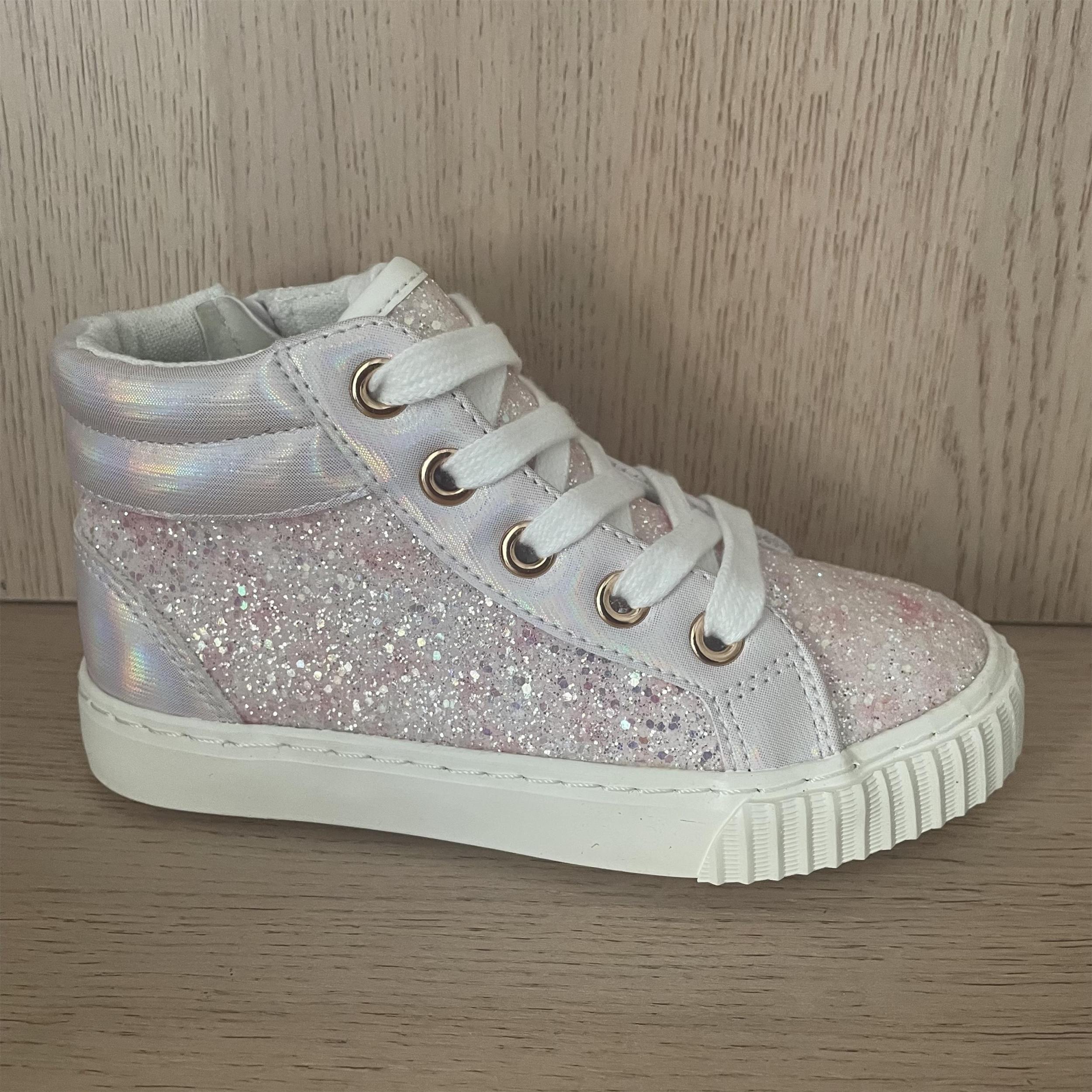 Sequin Middle Top Sneakers with Zipper for Girls