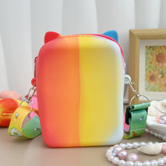 Girls Silicone Cat Messenger Bag Coin Purse Educational Toy Bag