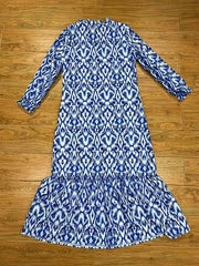 Boho Maxi Dress V Neck Ruffle Trim Pleated