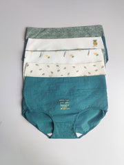 5pcs Print High Waist Briefs Comfy & Stretch Intimates Panties