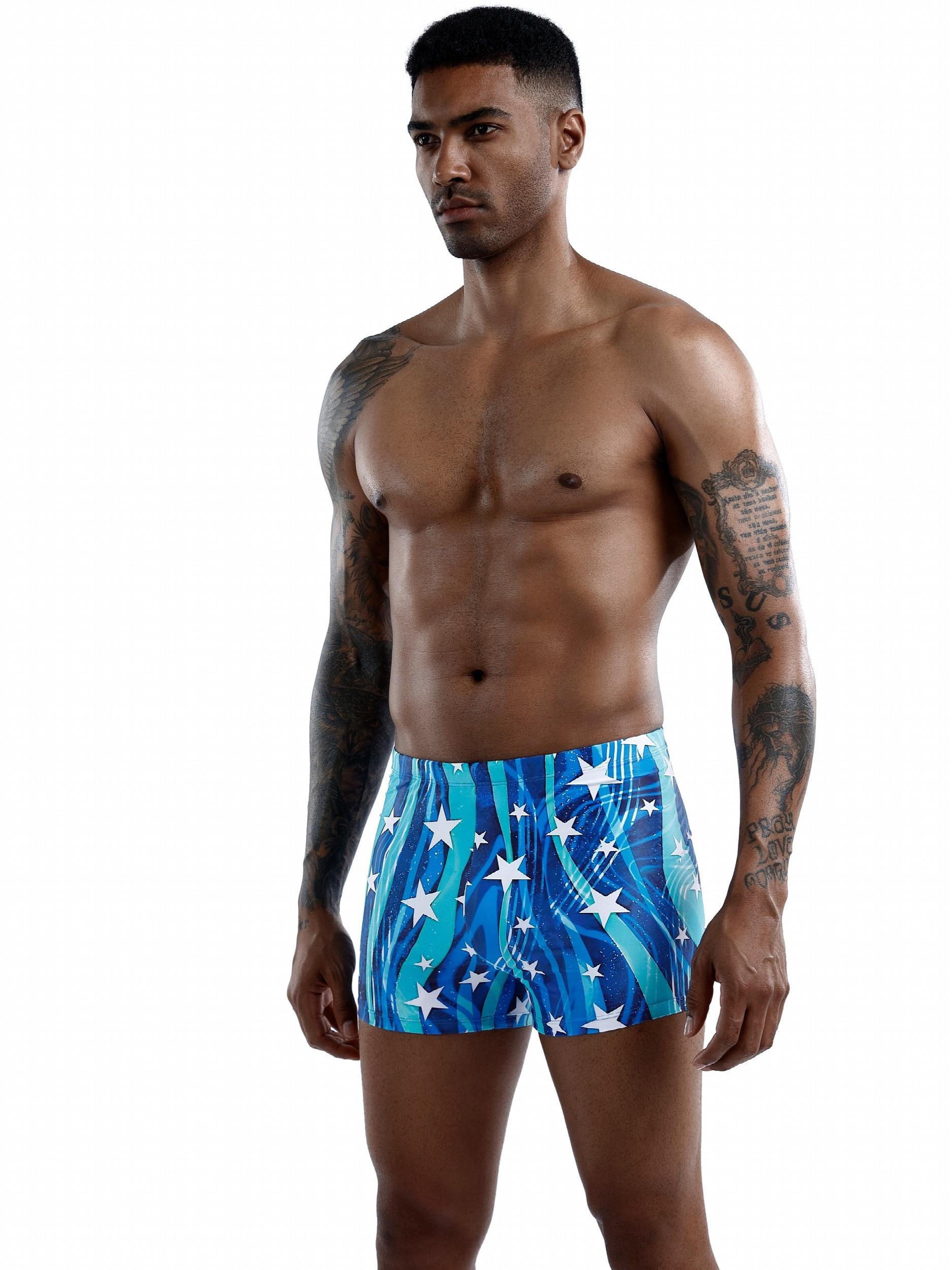 Quick Dry Star Print Board Shorts Men's Swimwear for Summer Beach