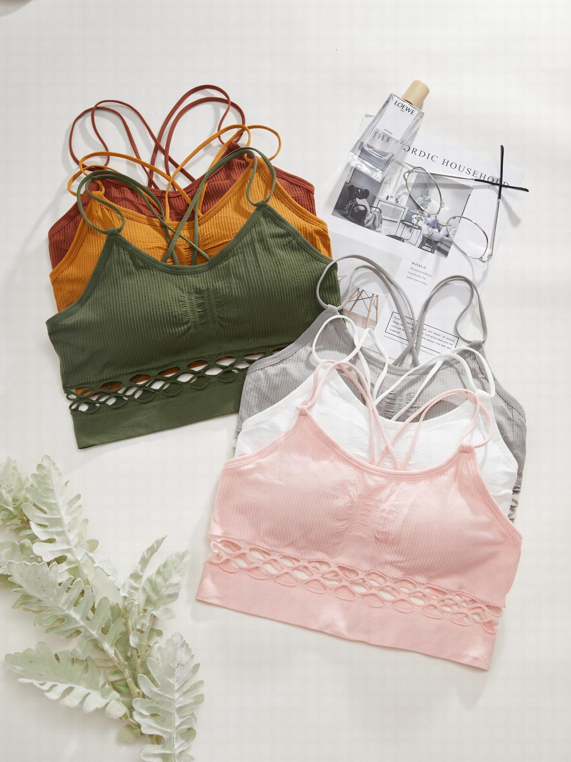 6pcs Wireless Cut Out Bras Comfy Stretch Intimates Bra