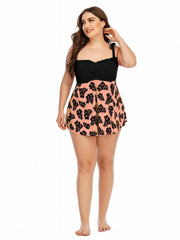 Colorblock Sunflower Bikini Set Ribbed Tank & Brief Swimsuit