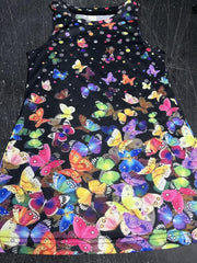 Girls Colorful Butterfly Print Princess Dress Sleeveless Summer Clothing