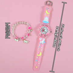 2pcs Unicorn Quartz Watch Set European American Sweet Style LED Night Light