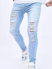 Distressed Knee Ripped Slim Fit Jeans