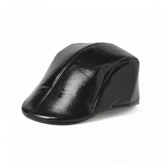 Men's Leather Beret Outdoor Street Solid Hat Vintage Newsboy Hat