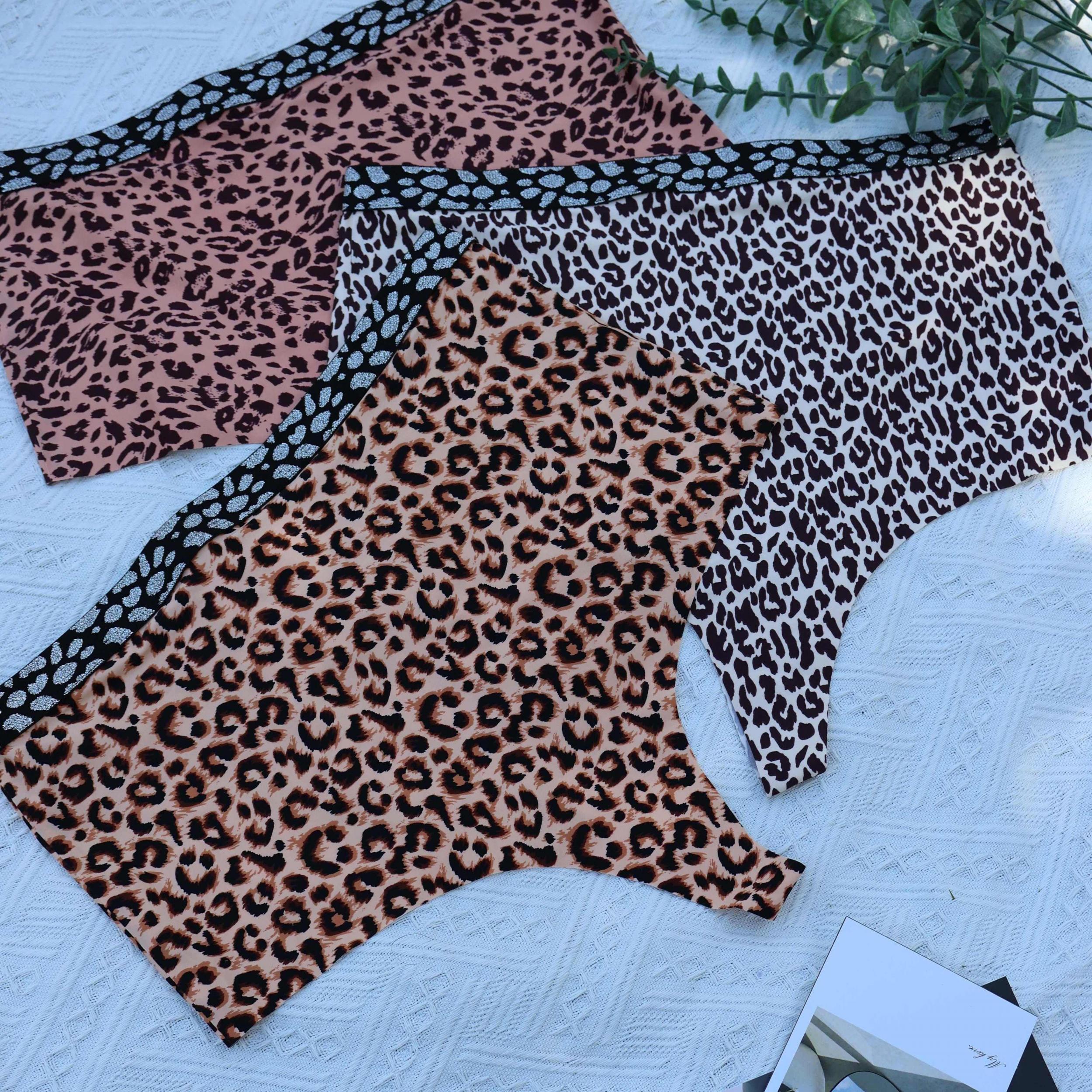 3 Pack Plus Size Sexy Panties Set Women's Leopard Print Seamless