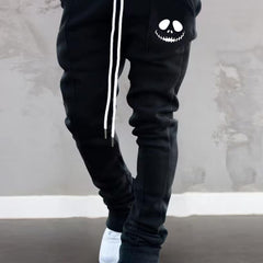Smiling Skull Print Men's Sweatpants Stretch Sports Pants