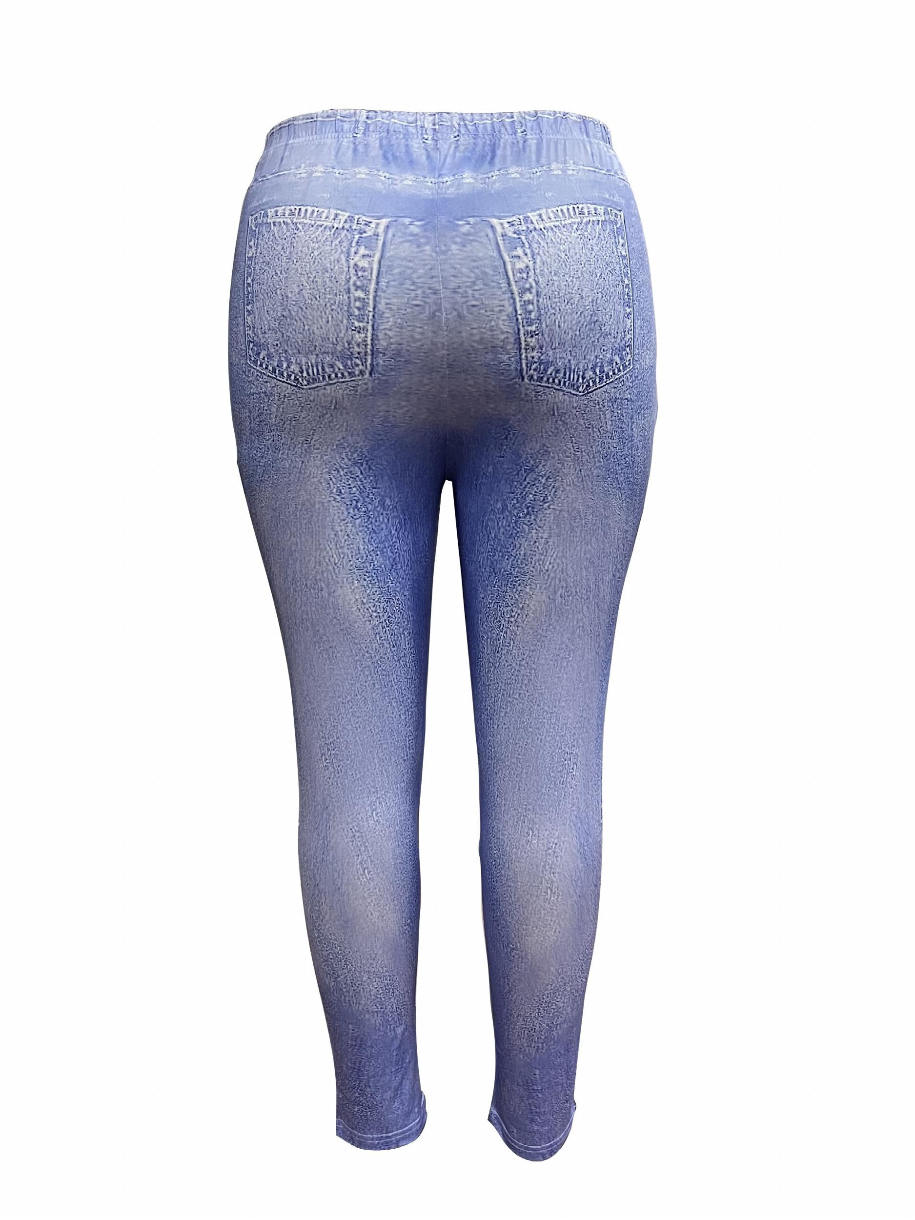 Women's Denim & Sun Print Slim Fit Leggings