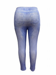 Women's Denim & Sun Print Slim Fit Leggings